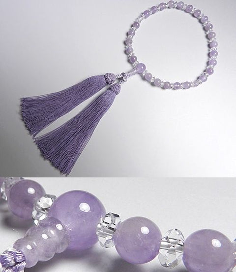 Women's prayer beads Fujiunseki 7mm Quartz cut glass