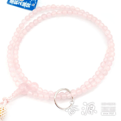 Women's rosary, rose quartz, 8 inches, Soto sect, made to order