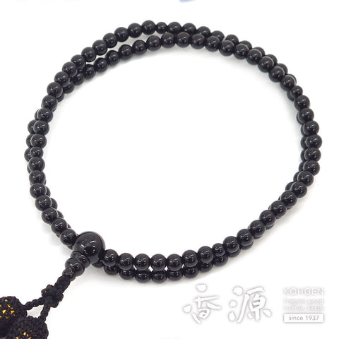 Women's prayer beads, black onyx, 8 inches, Rinzai sect, made to order