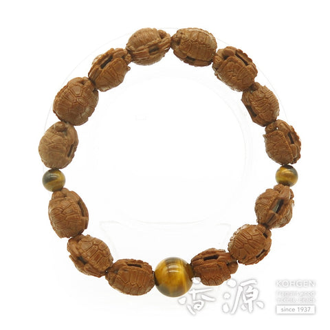 Turtle carving bracelet with tiger eye stone