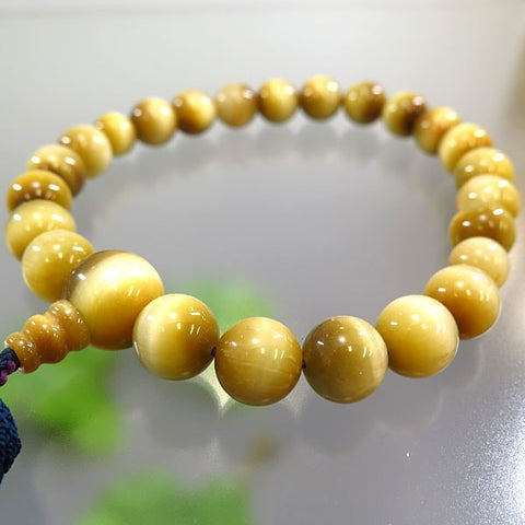 Men's prayer beads, tiger's eye stone, 22 beads, same finish, iron tassel