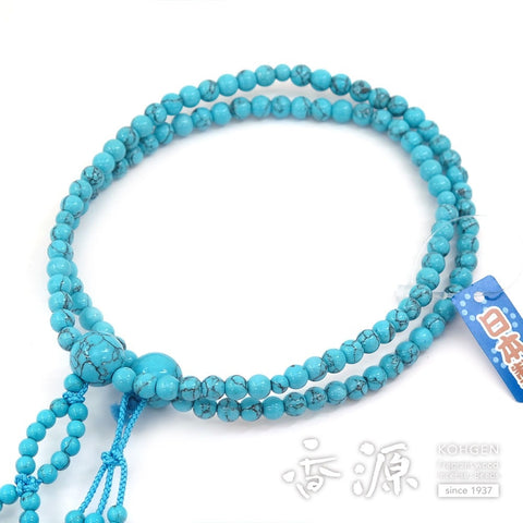 Women's prayer beads, turquoise, Nichiren sect, 8-size flower, made to order, limited edition