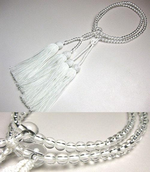 Women's Prayer Beads, Crystal Round Beads, Jodo Shinshu