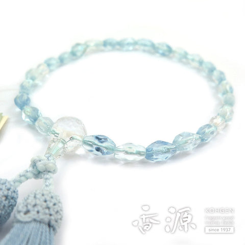 Women's prayer beads, aquamarine, crushed crystal, limited edition
