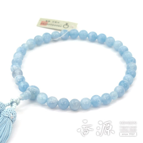 Women's prayer beads, aquamarine, 8mm beads, pure silk Matsukaze, limited edition A