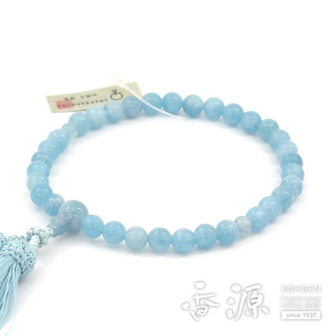Women's prayer beads, aquamarine, 8mm beads, pure silk Matsukaze, limited edition B