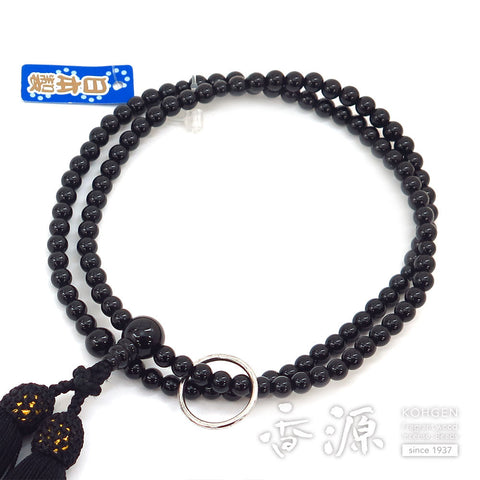 Women's prayer beads, black onyx, 8 inches, Soto sect, made to order
