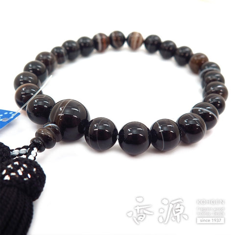 Men's prayer beads, black striped agate, 22 beads, one-handed, D, limited edition