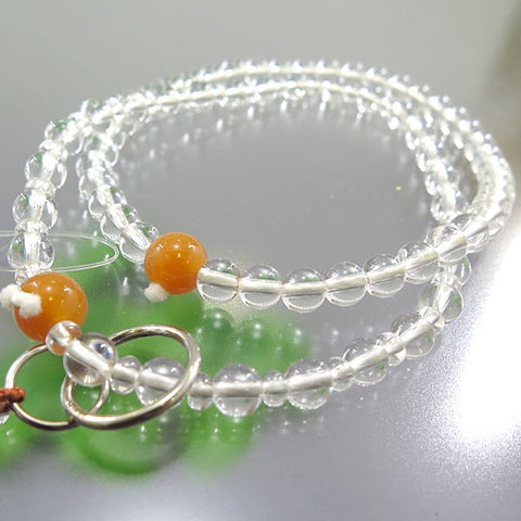 Women's prayer beads, crystal, 8 inches, pink aventurine, Jodo sect