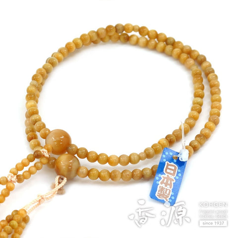 Women's prayer beads, white tiger eye stone, Nichiren sect, 8-size flower, made to order