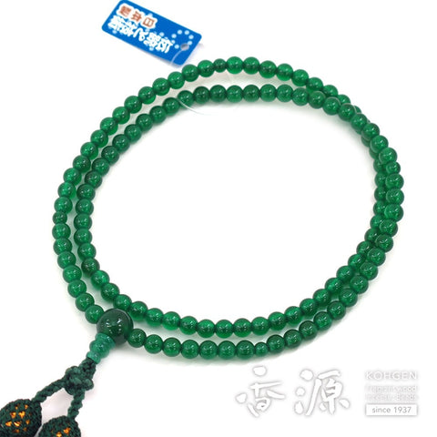 Women's prayer beads, blue agate, 8 inches, Rinzai sect, made to order