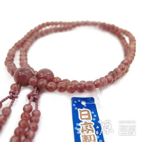 Women's prayer beads, strawberry quartz, double layer, made to match, for all eight sects
