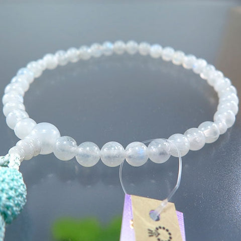 Women's prayer beads, moonstone, 7mm beads, matching finish, mint tassel