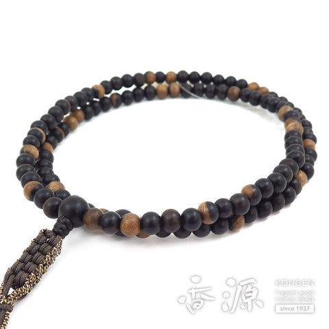 Men's prayer beads, black persimmon, 12cm, Rinzai sect style, limited edition