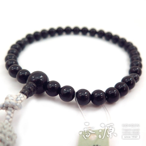 Women's prayer beads, black Burmese jade, 8mm beads, silver tassel, limited edition