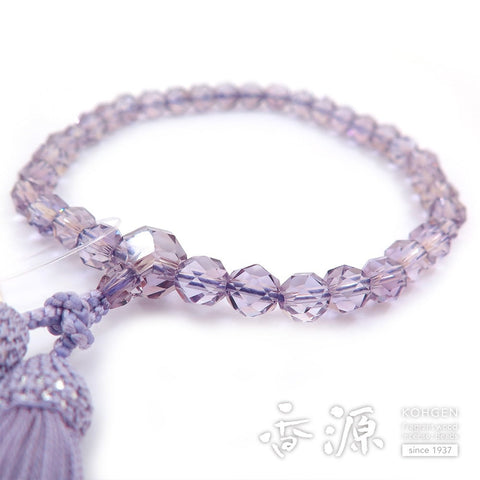 Women's prayer beads, rose amethyst, cut glass, limited edition