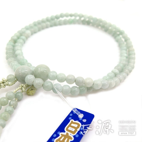 Women's prayer beads, Burmese jade, double layer, made to match, for all eight sects