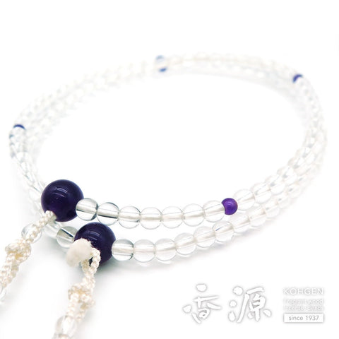 Women's prayer beads, crystal, double layer, for all eight sects, 4 heavenly amethyst finish