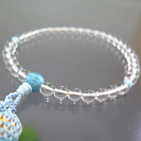 Women's prayer beads, quartz, 7mm beads, Larimar finish, limited edition