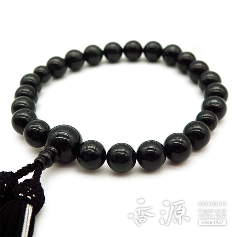 Men's prayer beads, black Burmese jade, 22 beads, made to order