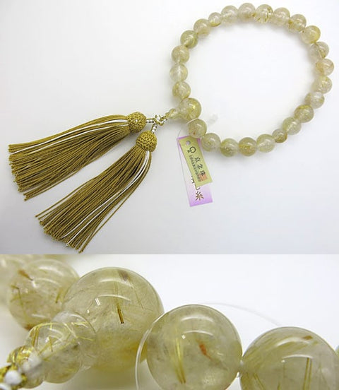Men's prayer beads, rutilated quartz, 22 beads, made to order