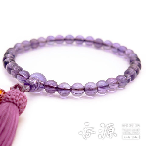 Women's prayer beads, rose amethyst, 8mm beads, matching tassel