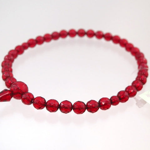 Women's prayer beads, ruby amber, cut glass, limited edition