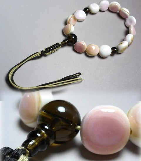 Men's prayer beads, South Sea shell and brown crystal, limited edition