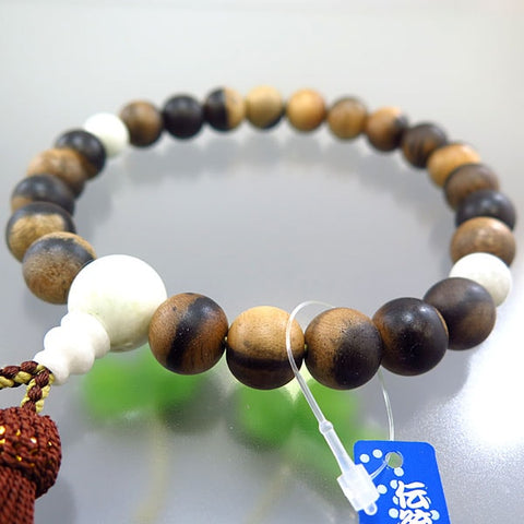 Men's prayer beads, black persimmon, 22 beads, Itoigawa jade, head tassel, limited edition