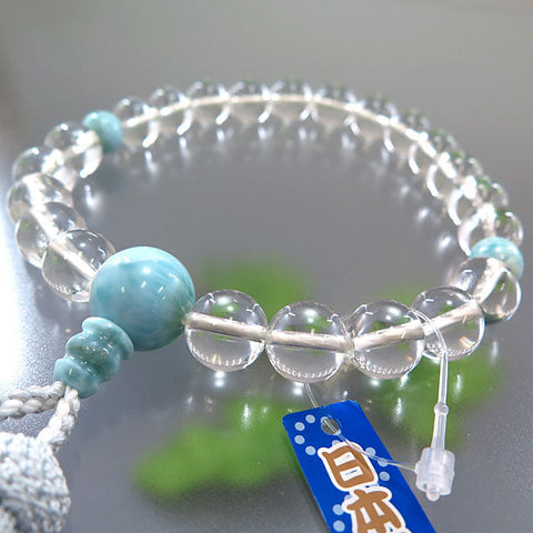 Men's rosary, 22 crystal beads, Larimar finish, limited edition