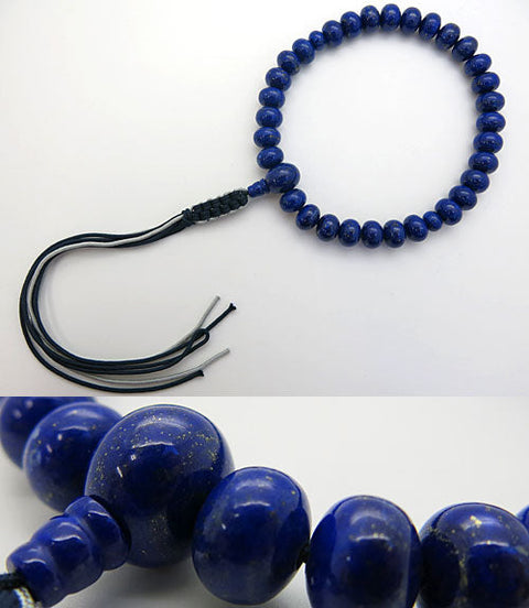 Men's prayer beads, made of Afghanistan-made premium lapis lazuli, orange beads, matching finish, string tassels