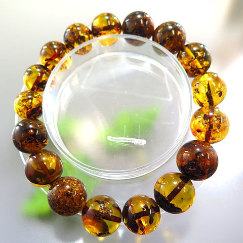 Polish natural amber bracelet with 11mm and 12mm beads