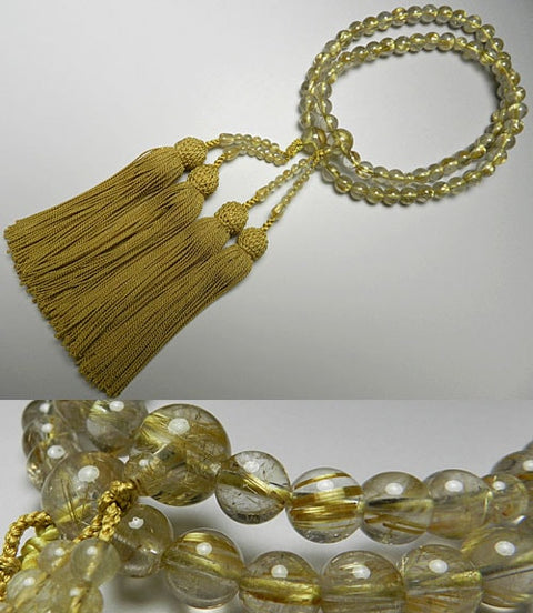 Women's prayer beads, 8mm rutile beads, double layered (compatible with all eight sects)