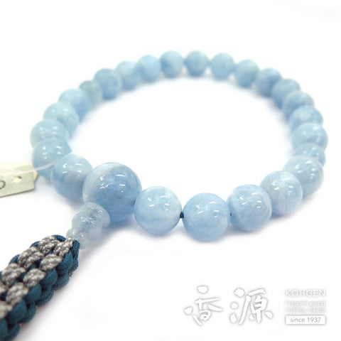 Men's prayer beads, aquamarine, 22 beads, one-handed, string tassel, limited edition