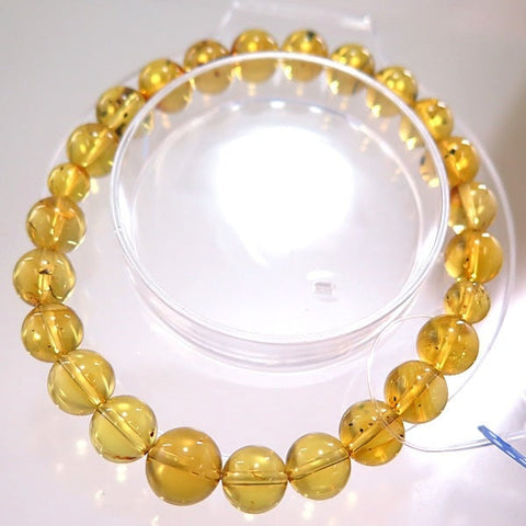 High-quality blue amber 8mm beads bracelet, straight, made to order