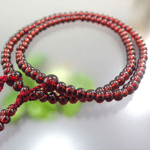 Women's prayer beads, African garnet, flat beads, matching finish, crimson tassel, for all eight sects, limited edition