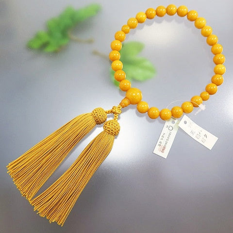 Men's rosary, 27 beads, old amber, mustard tassel, limited edition