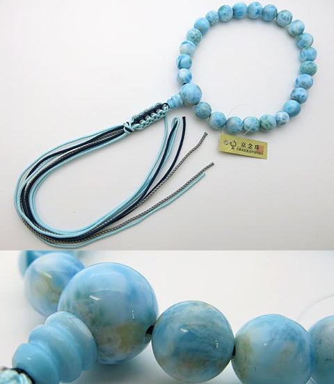 Men's prayer beads, highest quality, 22 Larimar beads, matching tassels, certificate of authenticity included [Limited Edition]
