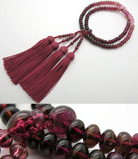 Women's prayer beads, highest quality pink tourmaline, flat beads, gradient finish, double layer (compatible with eight sects)
