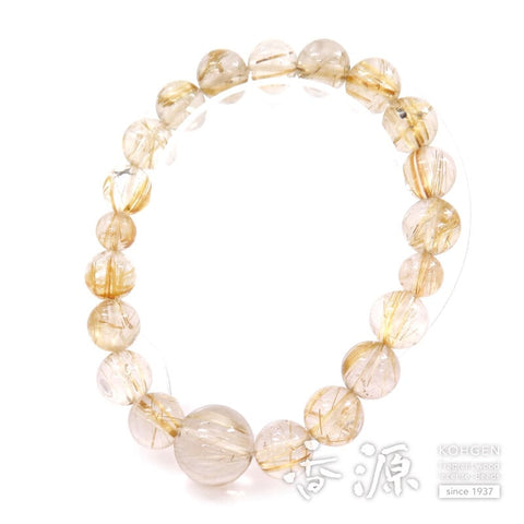 Rutile (crystal with gold wire) 11mm beads 18 beads bracelet, limited edition