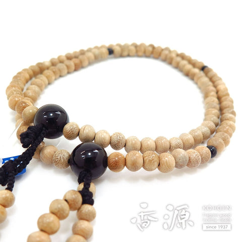 Men's prayer beads, holly, 100cm, Hokke, onyx finish, Nichiren sect