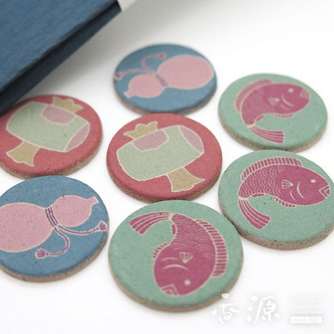 Kunjudo Pressed Incense, Japanese Pattern Prints, 7 Pieces