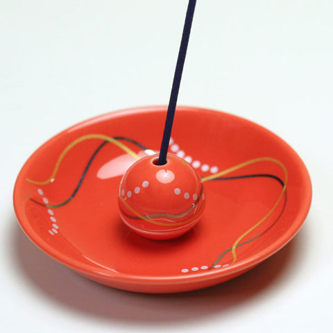 Arita Ware Incense Plate with Holder, Hanakanzashi