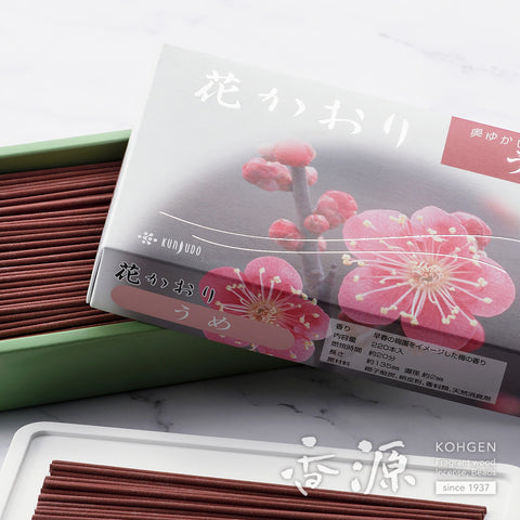 Kunjudo Incense Sticks, Hanakaori Flower, Low-Smoke Type