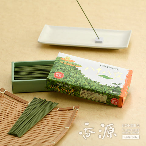 Kunjudo Incense Sticks, Hachijuhachi-ya Green Tea, Low-Smoke Type
