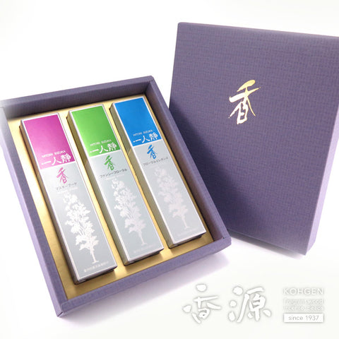 Seikado Incense Sticks, Hitori-Shizuka, 3 Types Incense Set