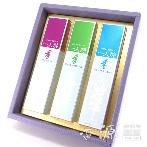 Seikado Incense Sticks, Hitori-Shizuka, 3 Types Incense Set