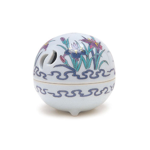 Arita Ware Incense Burner, Brocade Iris