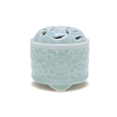 Arita Ware Incense Burner – Celadon Arabesque Carving