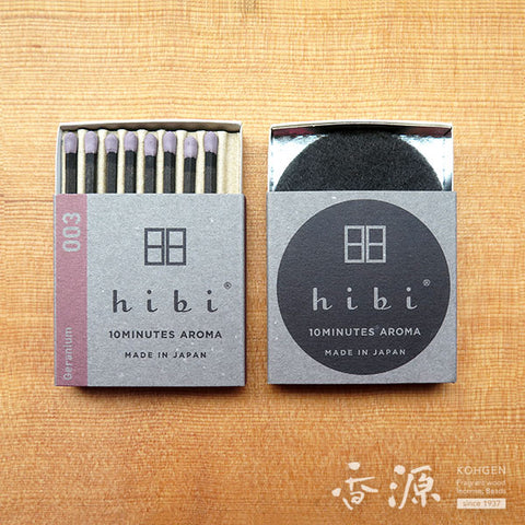 hibi incense match type. Geranium 8 sticks with incense mat